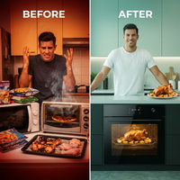 24 In. Single Wall Electric Oven with Convection, Touch Control in Stainless Steel — Before & After
