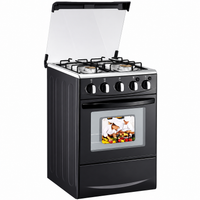 Gas Range Designed for Compact Kitchens, 4 Burners, Double-Layer Glass Door, 60L Capacity