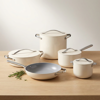 Cookware+ 8-Piece Ceramic Nonstick Cookware Set in Cream — Studio Shot