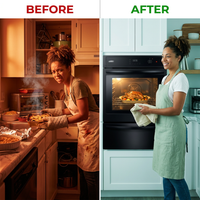 Electric Wall Oven Built for Built-In Installation, 24 Inch Single, See-Through Glass Door, Digital Timer — Before & After