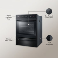 Electric Wall Oven Built for Built-In Installation, 24 Inch Single, See-Through Glass Door, Digital Timer — infographic