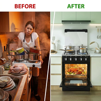 Gas Range with Double-Layer Glass Door, 4 Burners, Cast Iron Rack, 60L Capacity, Dedicated LPG — Before & After