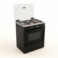 Gas Range with Double-Layer Glass Door, 4 Burners, Cast Iron Rack, 60L Capacity, Dedicated LPG — Studio Shot
