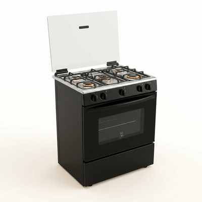 Gas Range Designed for Compact Kitchens, 4 Burners, Double-Layer Glass Door, 60L Capacity