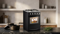 Gas Range with Double-Layer Glass Door, 4 Burners, Cast Iron Rack, 60L Capacity, Dedicated LPG — Lifestyle