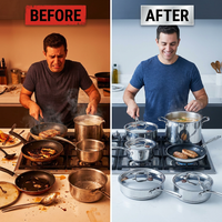 Stainless Steel 11-Piece Cookware Set — Before & After