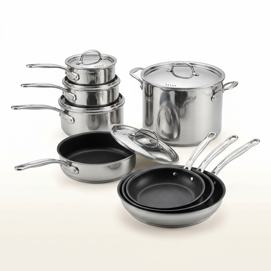 Stainless Steel 11-Piece Cookware Set — Studio Shot