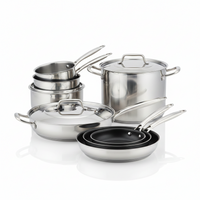 Stainless Steel Cookware Set Built for Professional Performance, Tri-Ply Construction, Aluminum Core, 11 Pieces